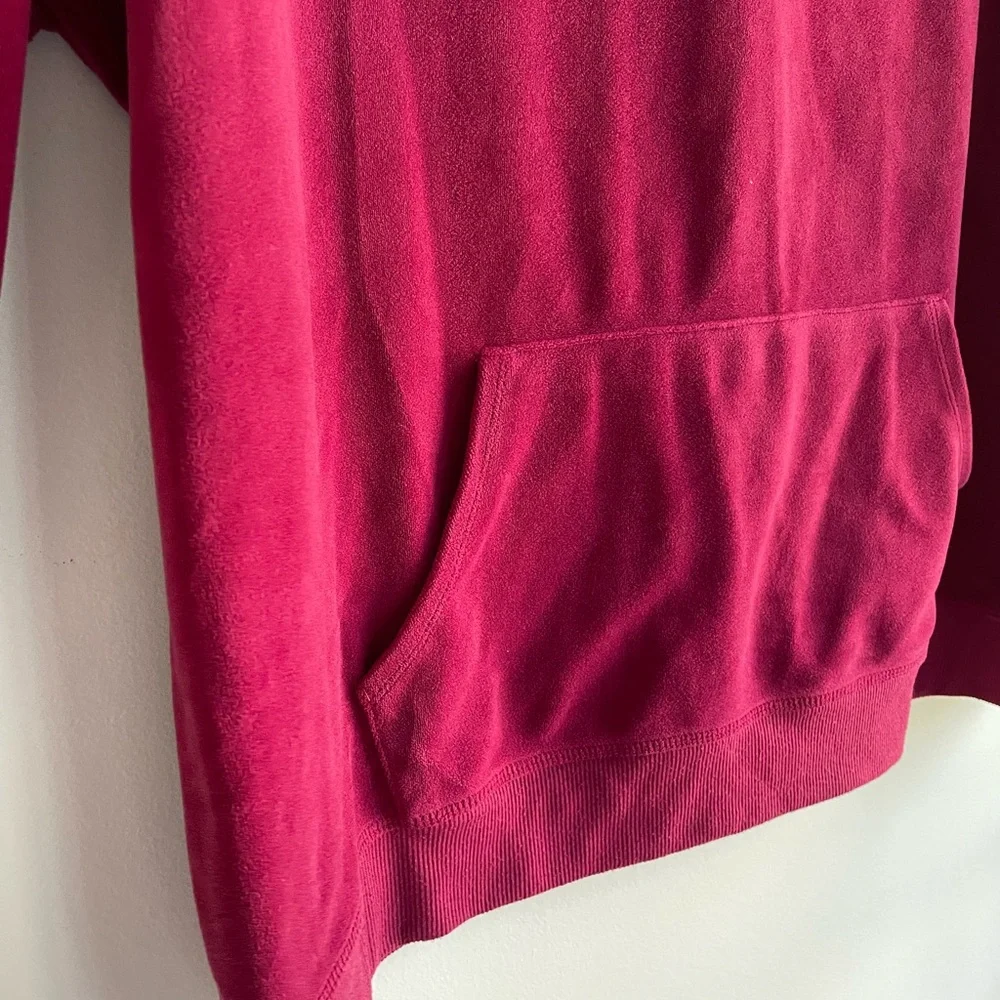 New York & Company Burgundy Scoop Neck Velour Pocket Sweatshirt Size XXL